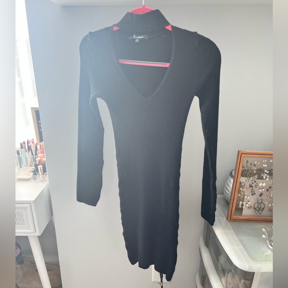 Lulus - black mock neck sweater dress